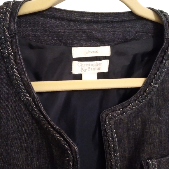 Christopher & Banks Open, Sparkling Braided Edges, Chic Jean Jacket - Picture 3 of 13